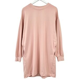 Everlane Pink The Classic French Terry Double Pocket Mini Sweatshirt Dress sz XL